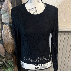Steve Madden Elegant Black Lace Blouse
